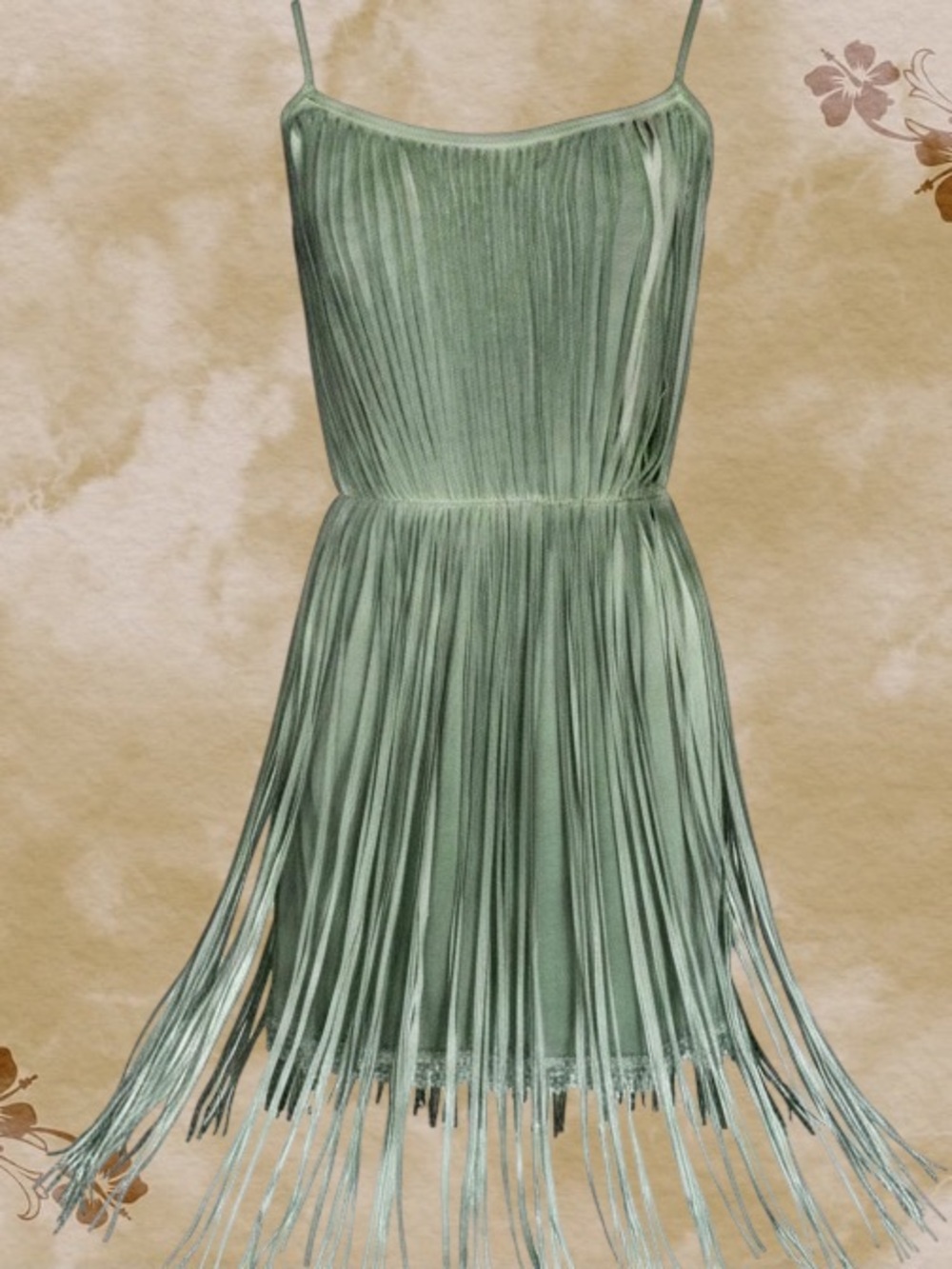 POL Sage Green Fringe Dress JUNIOR MEDIUM Gatsby Style, Cowgirl Style” NEW W/Tag